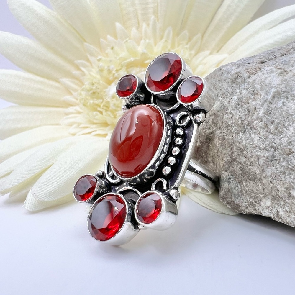 CARNELIAN/GARNET RING - Picture 7 of 12